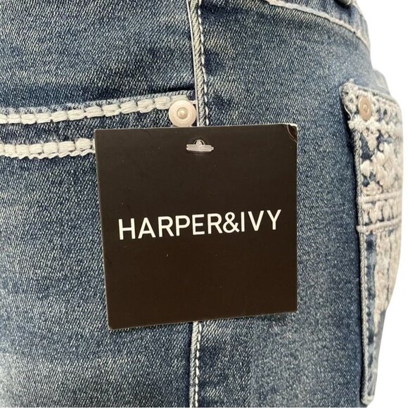 Harper Ivy High Waisted Wide Leg Jeans Boho Embroidered Trendy Comfy Festival - Picture 9 of 12